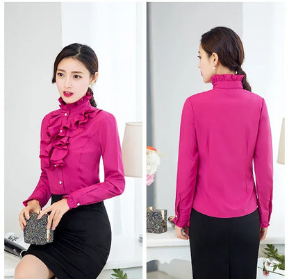 Women Blouse Lace Stand Collar Shirt Women Long Sleeve Autumn  Winter Top Shirt Blusas Ropa De Mujer