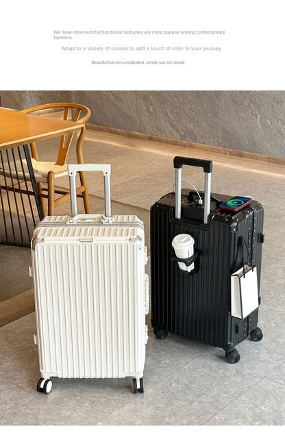 Large Capacity 28 inch Aluminum Frame Suitcase Durable Trolley Case with Universal Wheels, 24 Business Travel Suitcase