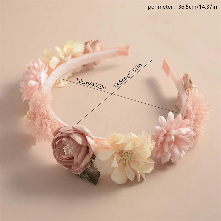 Advanced Handmade Flower Girls Headbands Cute Pearl Feather Wedding Crown Princess Dance Party Headwear Fashion Hoop Accessories
