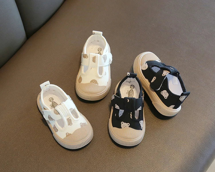 Square Mouth Boys/Girls' Casual Shoes Spring Cartoon Soft Sole Walking Shoes Boys/Girls Small Children Shoe TPR Sole Canvas Shoe