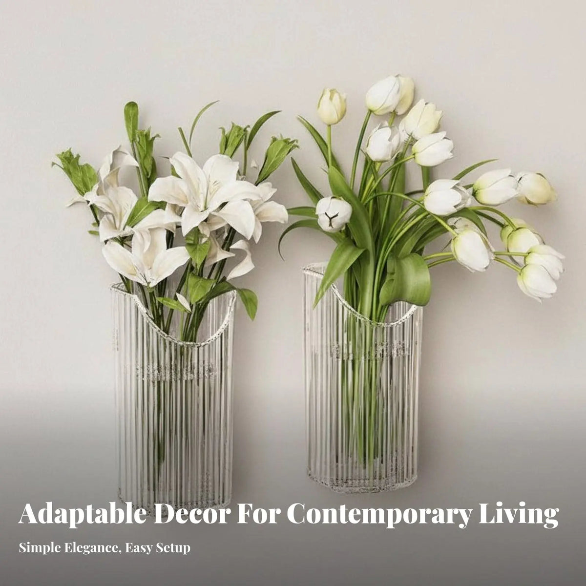 Adhesive Plant Holder No-Tools-Needed Installation Adhesive Ribbed Flower Holder Hydroponics Compatible Space-Saving (Available)