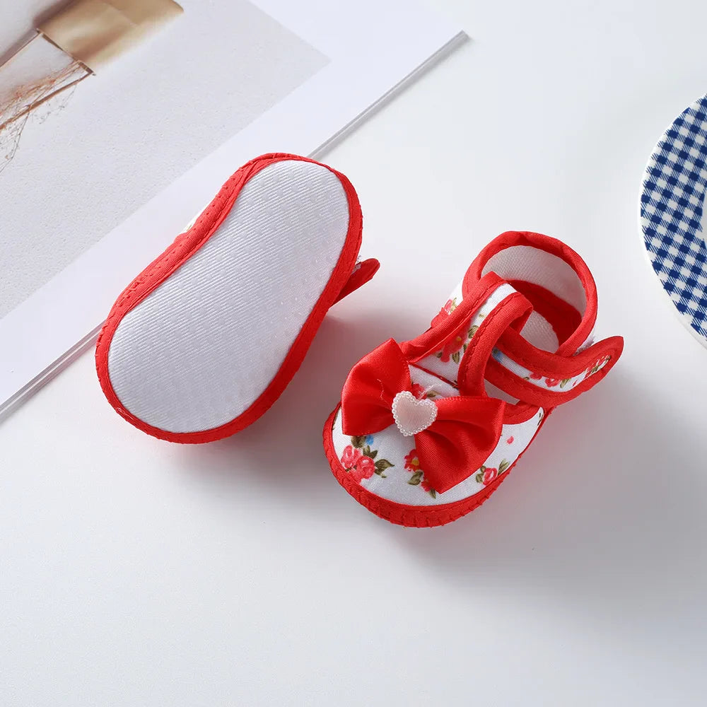 Newborn Baby Boy Girls Shoes Spring Autumn Lovely Floral Embroidery Anti-Slip Sneaker Crib Shoes Soft Cotton Cute First Walkers