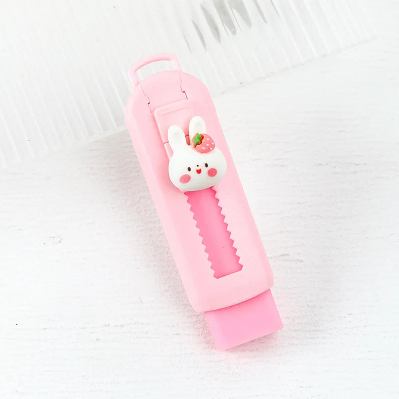 1Pcs Creative Push-pull Cartoon Eraser Macaron Colored Eraser Telescopic Kawaii Children's Pencil Eraser Student Stationery