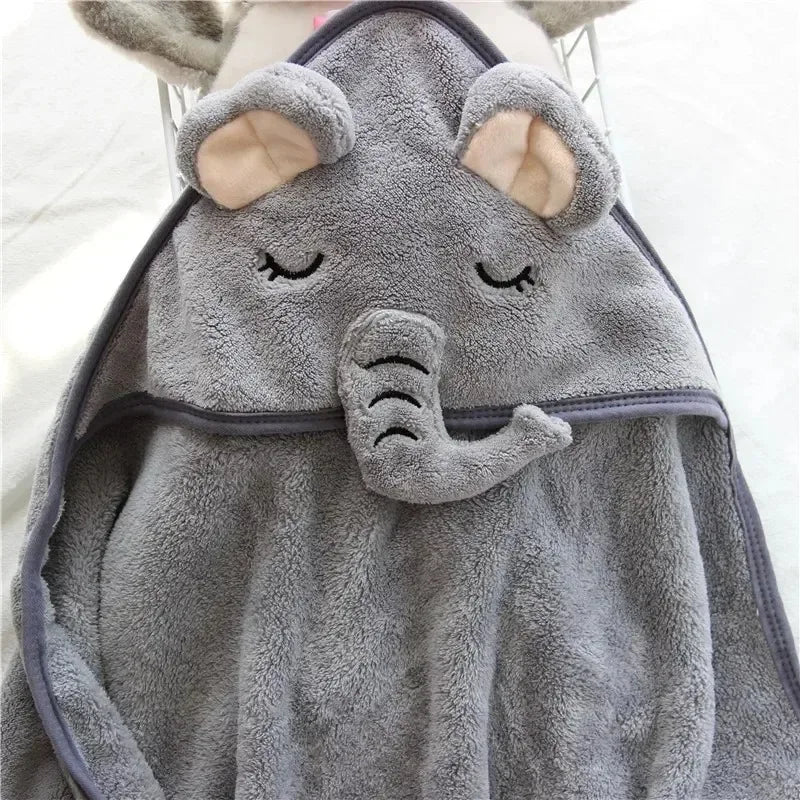 -Cartoon Animal Baby Hooded Bath Towels Toddler Bathrobe Warm Sleeping Swaddle Wrap for Boys Girls Newborn Soft Towel Blanket