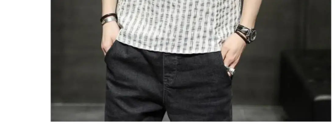 Men's Light Blue Denim Shirt Oversized Short Sleeve Button-Down Casual Top(Available)