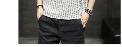 Men's Light Blue Denim Shirt Oversized Short Sleeve Button-Down Casual Top(Available)