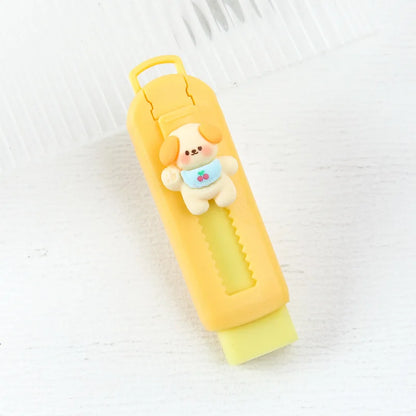 1Pcs Creative Push-pull Cartoon Eraser Macaron Colored Eraser Telescopic Kawaii Children's Pencil Eraser Student Stationery