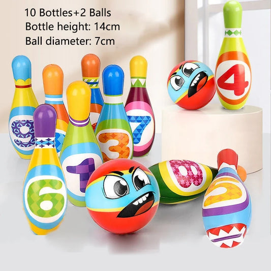 Child Bowling Toys Sets Toddlers Fun Educational Games Safe Soft PU Cotton Bowling Pins And Balls Kids Outdoor Indoor Sports