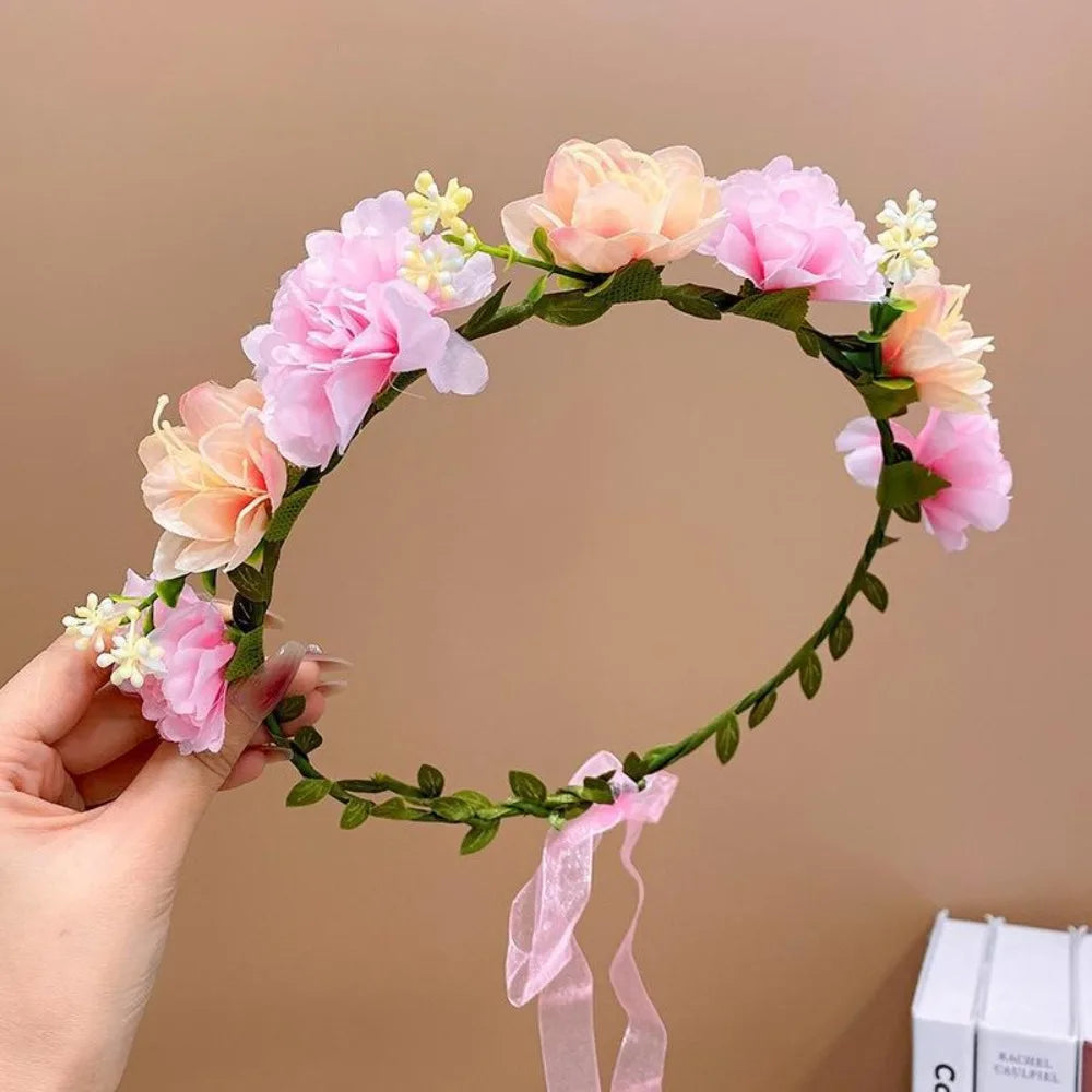 Bohemia Style Bride Garland Simulation Flower Hair Ornaments Simulation Wreath Thai Adjustable Seaside Vacation Headdress Party