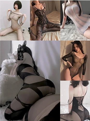 Erotic Lingerie Mesh Thin Transparent Bra Suspender Sex Shop Sexy Naughty Underwear Babydoll Open Anal Exotic Underwear Women