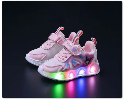 Tenis Children Led Shoe Girls Lighted Sneakers Glowing Shoe for Kids Soft Soled Breathable Casual Toddler Ctue Kuromi Baby Shoes