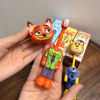 Disney Zootopia Internet Celebrity Retractable Toothbrush Nick Judy Deformed Soft Bristled Toothbrush Fine Bristle Kid Gift Toys