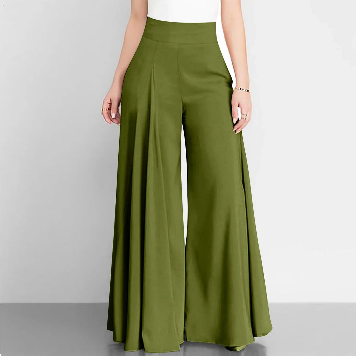 Fashion Women High Waist Wide Leg Pants Spring Autumn Female Elegant Flare Trousers Casual Solid Holiday Loose Long Pant New (Available)