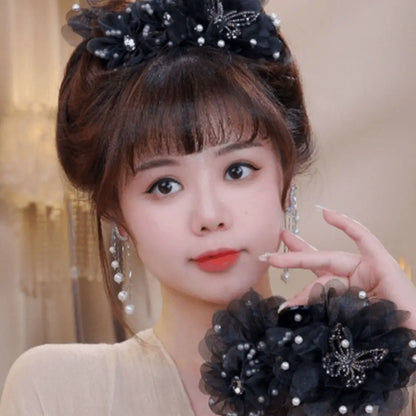 Female Sweet Fashion Party Accessories Women Pearls Floral Butterfly Hair Clip Shark Hair Claw Ladies Girls Black New Headwear
