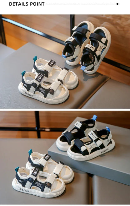 New Hot Sales Black Beige Soft Boys Girls Beach Shoes Casual Non-slip Kids Baby Sports Sandals