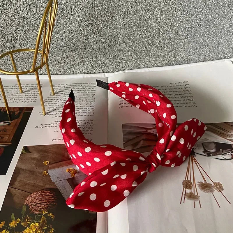 Fashion Hair Accessories Trend Women's Wide Headband Bow Knot Cross Sweet Style Polka Dot Hairband Cute Hoop Headwear