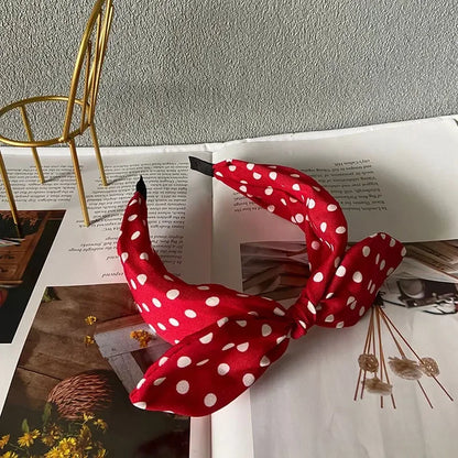 Fashion Hair Accessories Trend Women's Wide Headband Bow Knot Cross Sweet Style Polka Dot Hairband Cute Hoop Headwear
