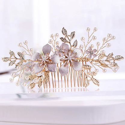 Wedding Hair Accessories Flower Hair Clips Hairpin Crystal Bride Headdress for Women Faux Pearl Barrettes Hair Combs Hair Decor