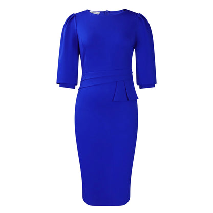 Elegant Office Dresses for Women O Neck Half Sleeve Sheath Package Hips Formal Business Work Wear Vestidos Mujer Dress Clothes