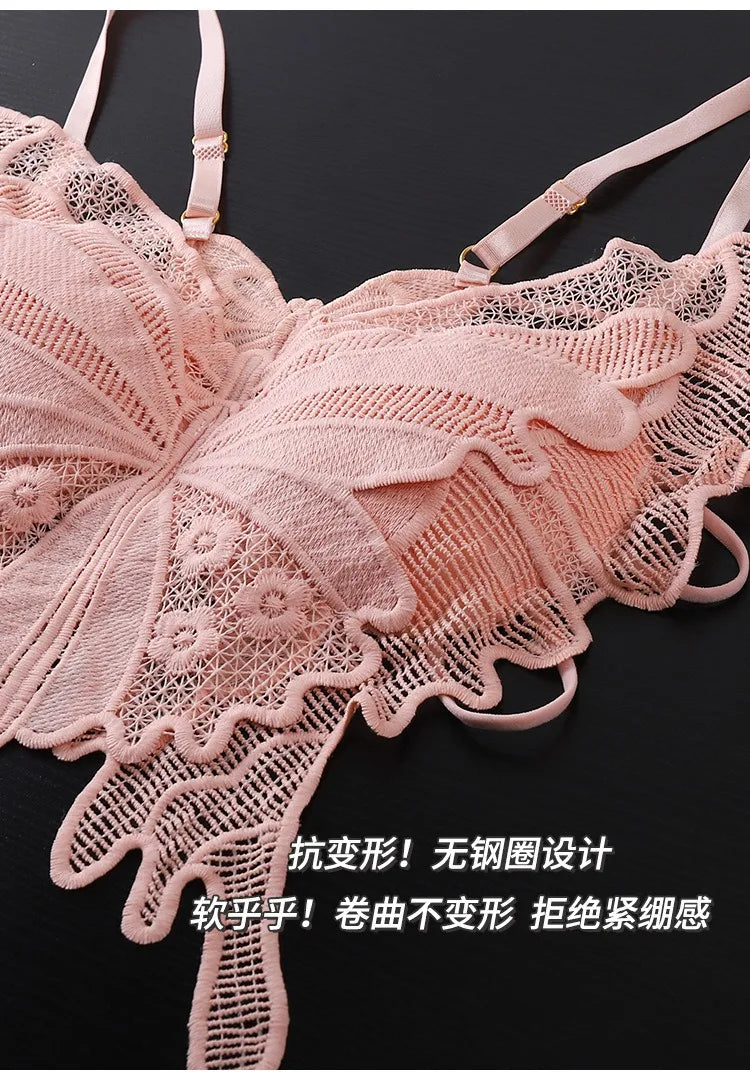 Sexy Butterfly Lace Bras For Women Backless All-in-one Bralette Woman Underwear Female Lingerie Flower Hollow-out Bra Brassiere
