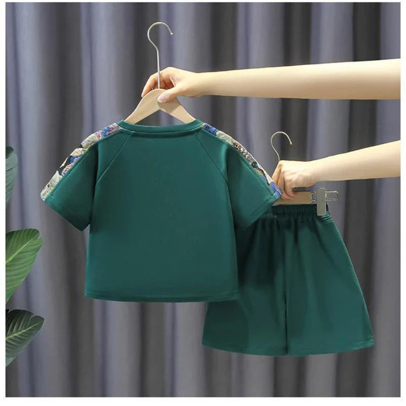 Summer Baby Boy Clothes Set Children Girls Fashion Bear Printed T-shirts and Shorts 2pcs Suit Kid Casual Top Bottom Outfiots