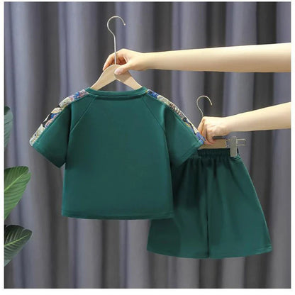 Summer Baby Boy Clothes Set Children Girls Fashion Bear Printed T-shirts and Shorts 2pcs Suit Kid Casual Top Bottom Outfiots