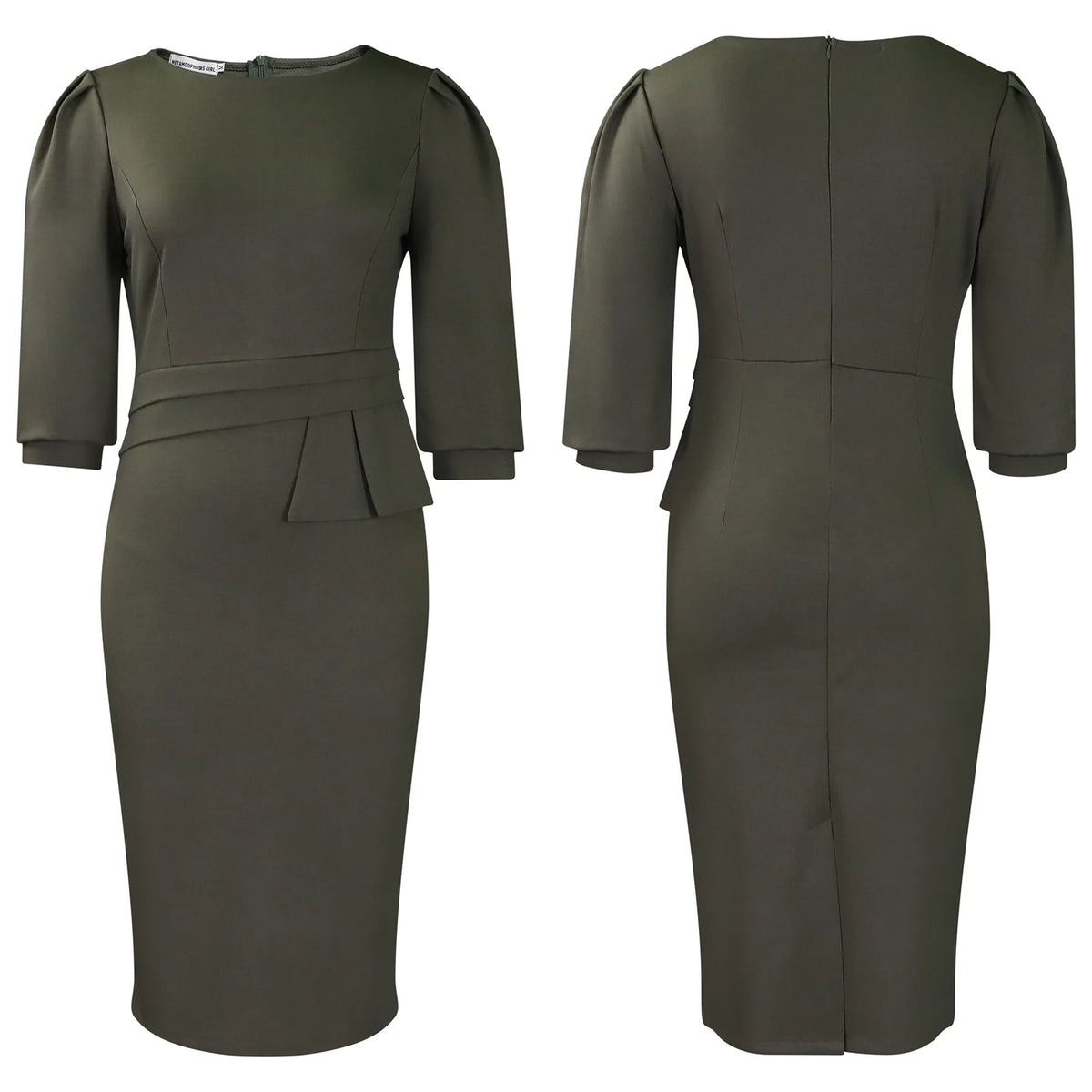 Elegant Office Dresses for Women O Neck Half Sleeve Sheath Package Hips Formal Business Work Wear Vestidos Mujer Dress Clothes