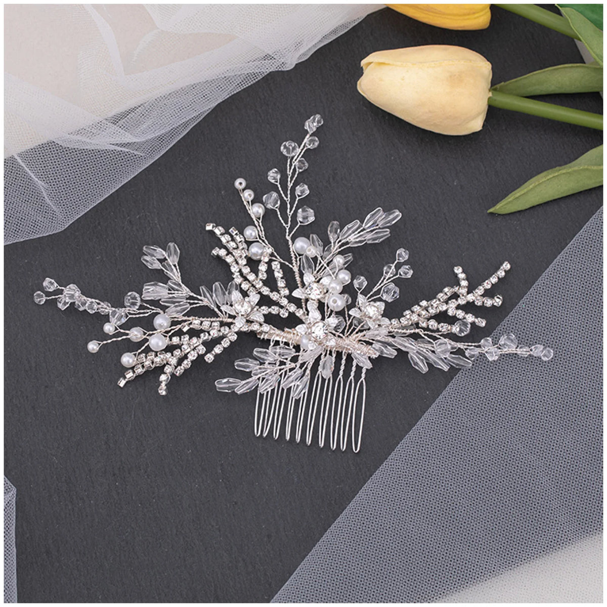 Wedding Hair Accessories Flower Hair Clips Hairpin Crystal Bride Headdress for Women Faux Pearl Barrettes Hair Combs Hair Decor