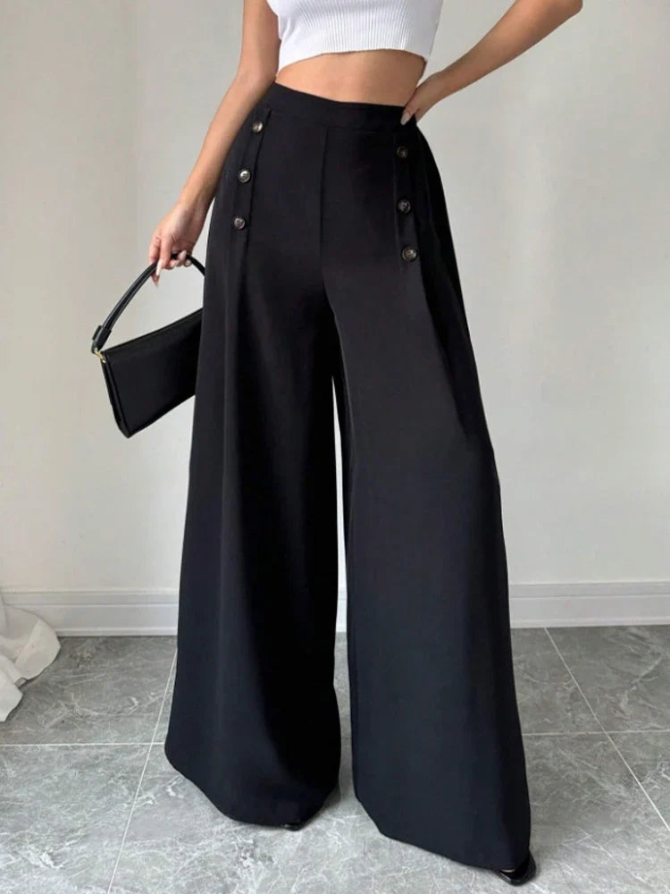 Fashionable Elegant High Waist Wide Leg Pants for Women Spring Summer Atmospheric Great Style Long Trousers (Available)