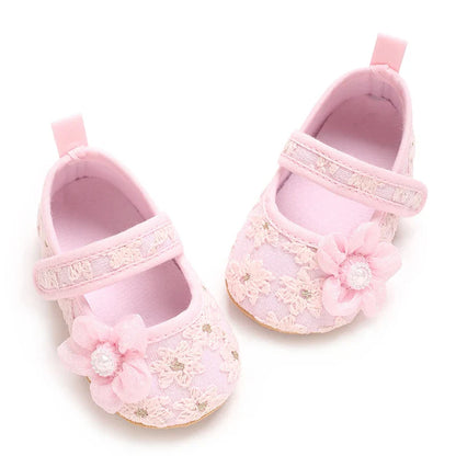 New Baby Shoes Lace Embroidered Shoes Exquisite Princess Shoes Anti Slip Soft Soled Women's Baby Walking Shoes
