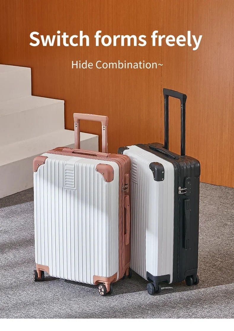 100% Aluminum Magnesium Alloy Luggage Trolley - 20-28 Inch Carry-On With Cup Holder | Lightweight Travel Suitcase