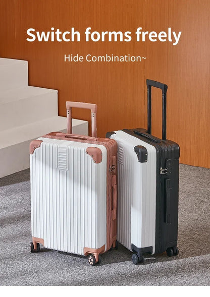 100% Aluminum Magnesium Alloy Luggage Trolley - 20-28 Inch Carry-On With Cup Holder | Lightweight Travel Suitcase