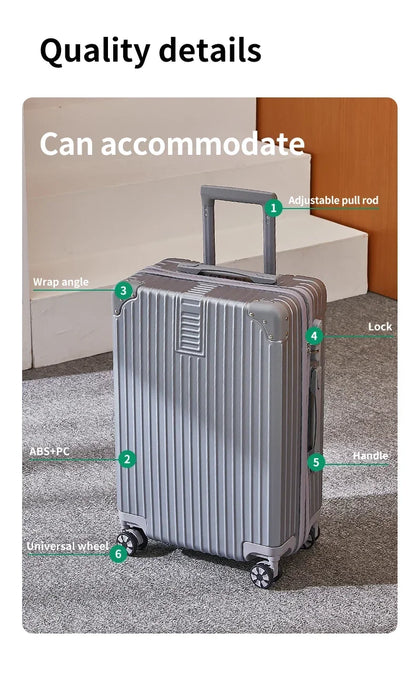 100% Aluminum Magnesium Alloy Travel Luggage Trolley Luggage 20 22 24 26 28 Inch Trolley Luggage Carry-On Luggage With Cup Holde