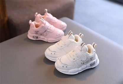 Autumn Winter Casual Shoes for Baby Boys Girls Plush Warm Kids Sneakers Solid Walking Shoes Toddler PU Leather Cotton Shoes