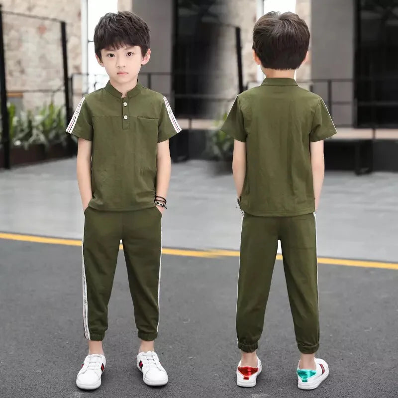 New Summer Boys Clothing Sets Children T-shirt Short Sleeve +Pants Set Two Pieces Set Kids Baby Boys Clothes 6 8 10 Years Old