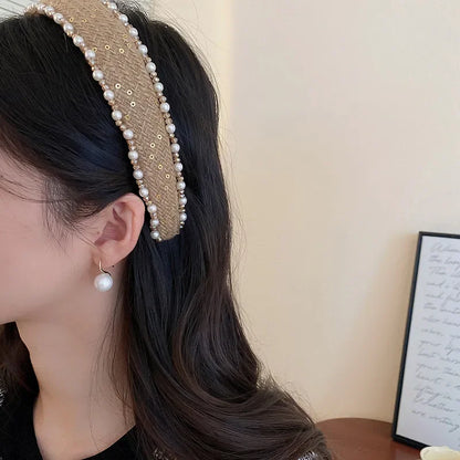 Women Hair Accessories France Pearl Beaded Hairhoops Headwears Weave Hairbands for Women Fashion Headband Accessories