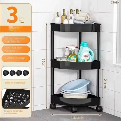 Tier Storage Shelf Rolling Cart Movable Bathroom Corner Triangle Shelfs Bathroom Corner Cabinet Shelf Rolling Storage Cart