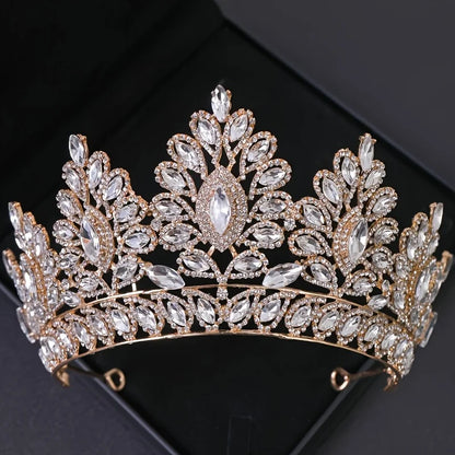 Gold Crystal Tiaras And Crowns Headband Rhinestone Prom Diadem Crown Bridal Wedding Hair Accessories Jewelry Crown Tiara Gift