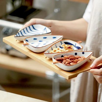 Creative Leaf Shaped Seasoning Bowl Ceramic Multi-purpose Small Plates Appetizers Snack Dish Kitchen Sauce Sushi Cake Tray