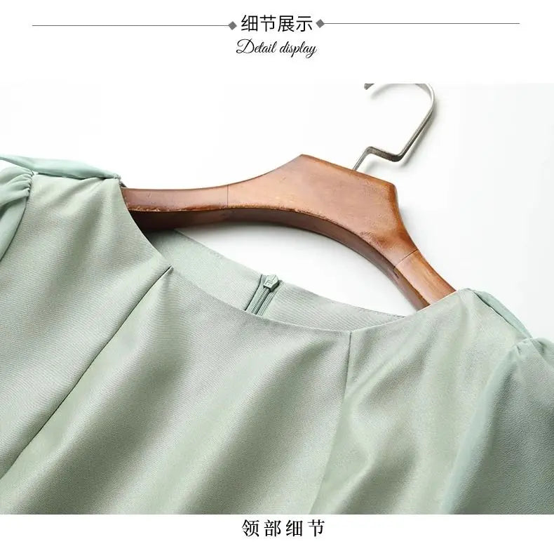 BESTBAFU High Quality Office Lady Elegant Dress Women Short Sleeve Summer A-Line High Waist Party Dresses Mini Vestidos 222P