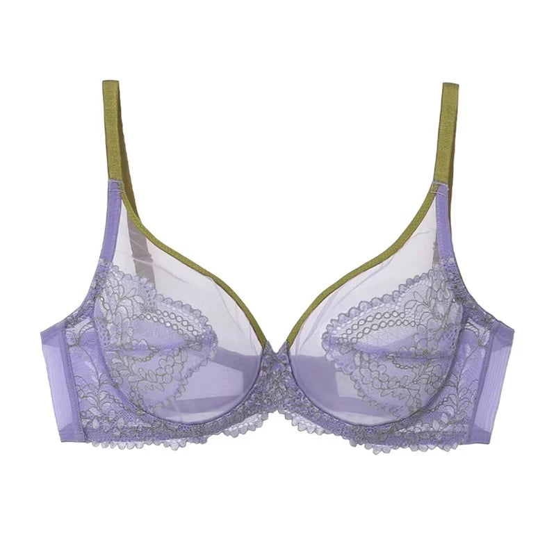 Seamless Lace Bra Breathable Ice Silk Unlined Brassiere Underwear Women's Sexy Push Up Wire Free Ultra-thin Bralette Lingerie