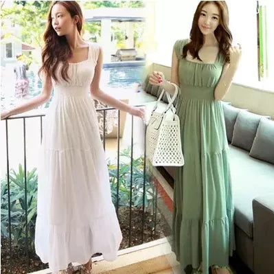 Summer 2025 White Long Svel Fro Beach Gown with Vest Ba Design Hing Waist Skimpy Sle Chiffon Dr for Women
