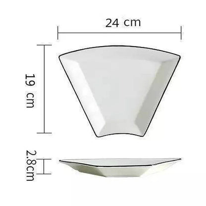 DIY Platter Creative Set Combination Plate Ceramic Plate Household Compartment Round Table Plate Fan-shaped Dish Tableware