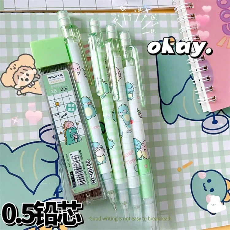 Kawaii Mechanical Pencil set 0.5/0.7mm 2B Refill Cute Cartoon Automatic Pencils School Office Supplies Child Gift Statione