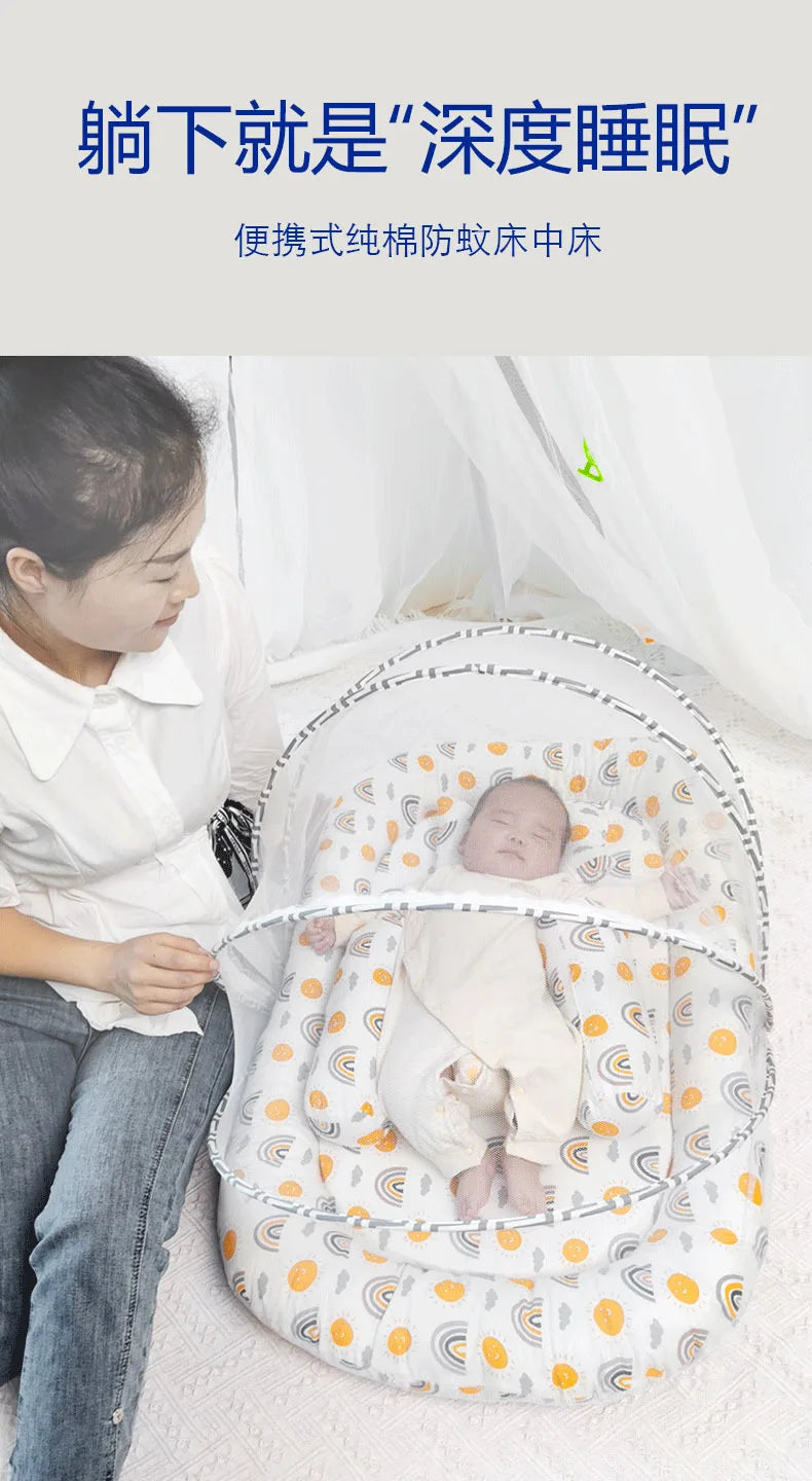 Multi-Function Travel Baby Nest Portable Baby Bed Crib Foldable Babynest Bassinet Infant Sleeping Children's Bed with Mosquito