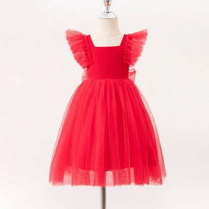 1-8Years New Little Girls Party Dress for Princess Dress Solid Child Clothes Flower Girl Birthday Princess Dress for Kids