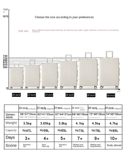 Large Capacity 28 inch Aluminum Frame Suitcase Durable Trolley Case with Universal Wheels, 24 Business Travel Suitcase