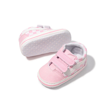Baby Boy Girl Shoes Canvas Sneakers Non-slip Rubber Sole Plaid Streaks First Walkers Infant Baby Unisex Casual Shoes