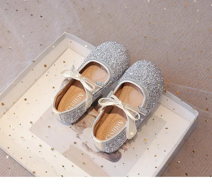 Girls Princess Shoes Round Toes Sweet Bows