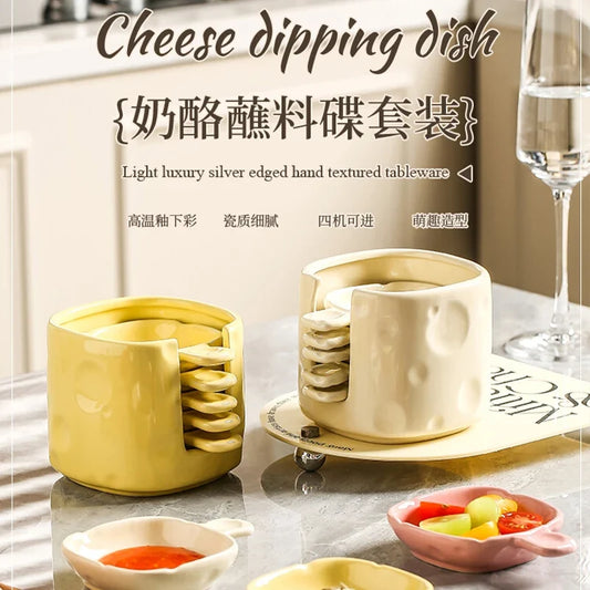 Dish Chinese New Household Solid Cream Wind Square Hot Pot Sauce Dishes 3.5 Inch High Aesthetic Plate